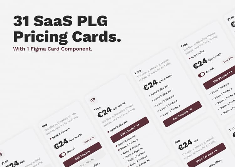 31 PLG Pricing Card Designs.